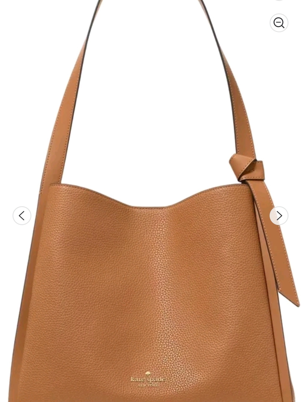 kate spade Tan Pebbled Leather Knot-Accent Shoulder Satchel